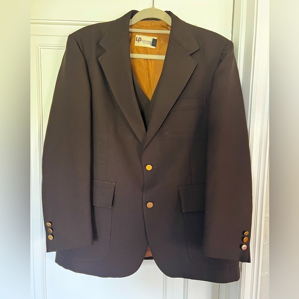 Vintage 70s Levi’s Panatela Brown Blazer & Vest Set Size L Men’s Suit Jacket